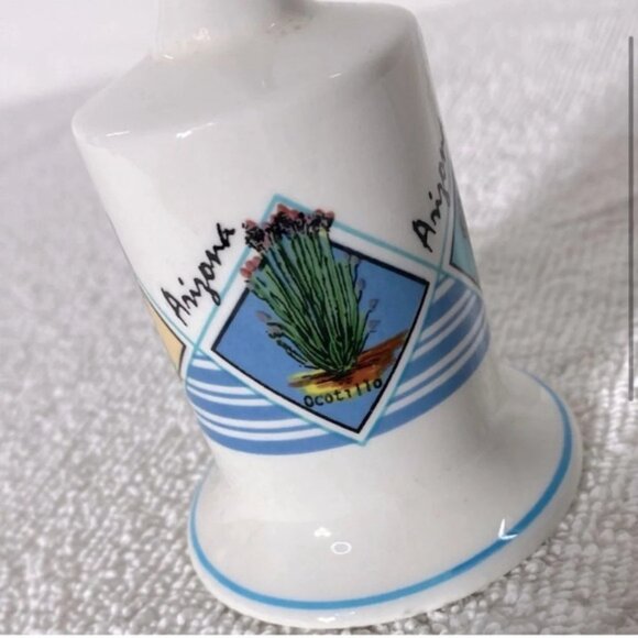 Vintage White  Blue Arizona Ceramic Souvenir Bell - Picture 2 of 14